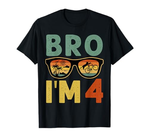 4th Birthday Boy Bro I'm 4 Year Old Kids Four Bday T-Shirt von Bro I’m 4 Years Old Birthday Party Kids Boys Tee