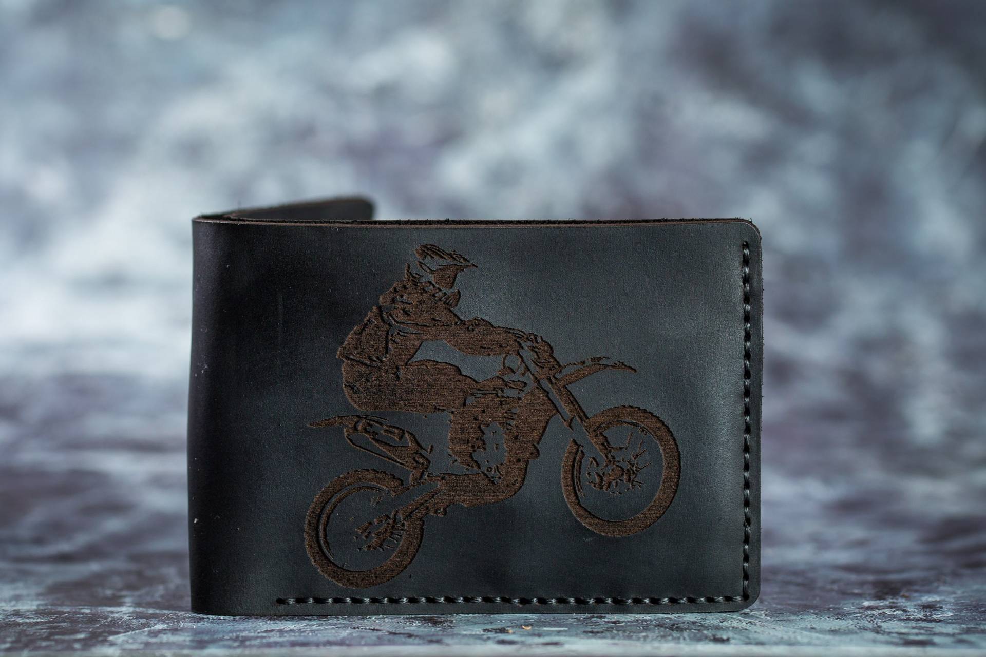 Biker Motorrad Brieftasche Mann Dirtbike Geschenk Bifold Leder Billfold Custom Personalisierte Jahrestag Junge von BroMGoods