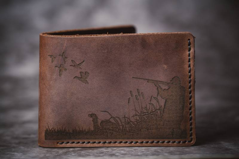 Hunter Brieftasche Geld Jagd Geldbörse Benutzerdefinierte Vater Geschenk Freund Für Ihn Natur Bifold Mans Leder von BroMGoods