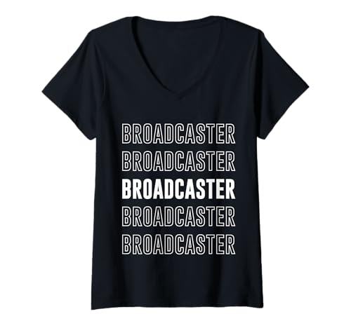Damen Rundfunkveranstalter T-Shirt mit V-Ausschnitt Damen Rundfunkveranstalter T-Shirt mit V-Ausschnitt von Broadcaster Apparel