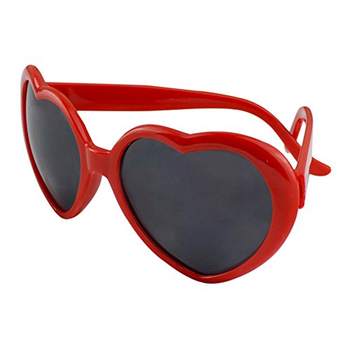 Unisex Herz Form Sonnenbrille Sonnenbrillen Sonnen Brille (Rot) von Broadfashion