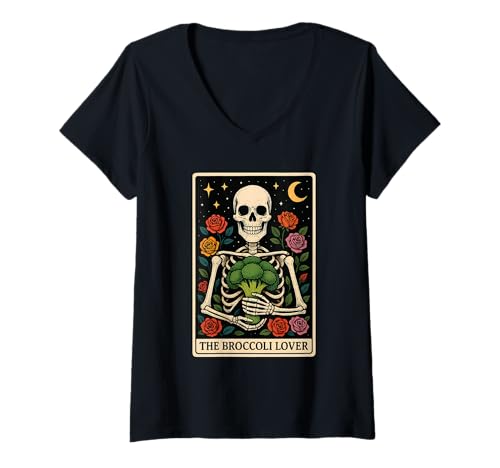 Damen Der Brokkoli-Liebhaber T-Shirt mit V-Ausschnitt von Broccoli Tarot