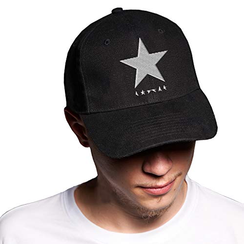 BroiderStudio Black Star David Bowie White Schwarz Baseball Delta Kappe Verstellbare Unisex Original Urban Logo Sticken von BroiderStudio