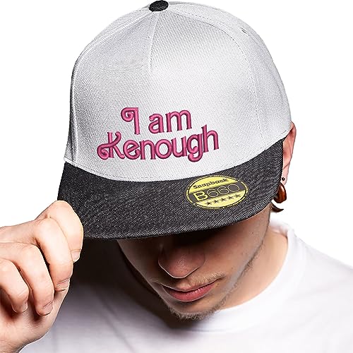 BroiderStudio I am Kenough New Pink Grau/Schwarz Hut Flacher Gipfel Verstellbar Snapback Unisex Original Bestickte Urban Logo Mütze von BroiderStudio