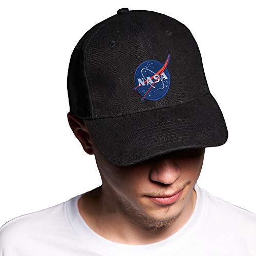 BroiderStudio NASA Vintage Cool Logo Schwarz Baseball Delta Kappe Verstellbare Unisex Original Urban Logo Sticken von BroiderStudio