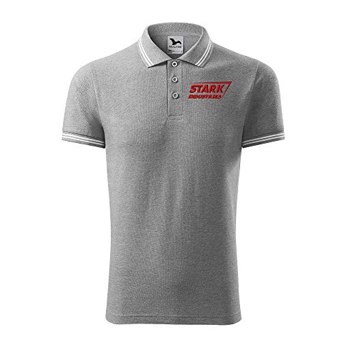 BroiderStudio Stark Industries Iron Man Super Hero Dunkelgrau Gesticktes Ursprünglich Entwurf Emblem Polo Hemd Prämie Klasse Männer Size XXL von BroiderStudio