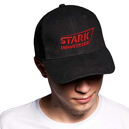 BroiderStudio Stark Industries Iron Man Super Hero Red Schwarz Baseball Delta Kappe Verstellbare Unisex Original Urban Logo Sticken von BroiderStudio