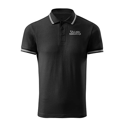 BroiderStudio Valar Morghulis Game of Trones Schwarz Gesticktes Ursprünglich Entwurf Emblem Polo Hemd Prämie Klasse Männer Size S von BroiderStudio