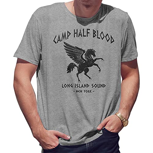 Camp Half-Blood Percy Jackson Inspired PJO Heroes of Olympus Herren Grau T-Shirt Size XL von BroiderStudio