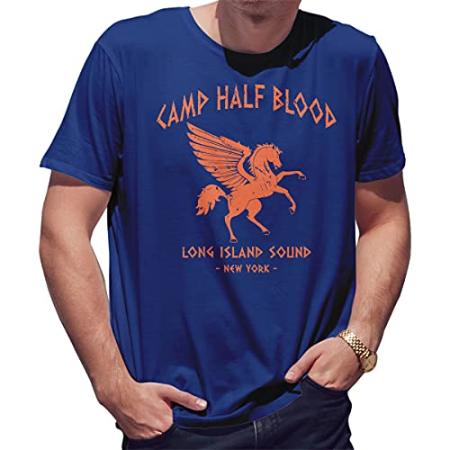 Camp Half-Blood Percy Jackson Inspired PJO Heroes of Olympus Orange Herren blau T-Shirt Size S von BroiderStudio