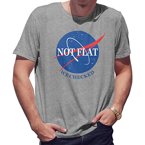 NASA not Flat we Checked Herren Grau T-Shirt Size L von BroiderStudio