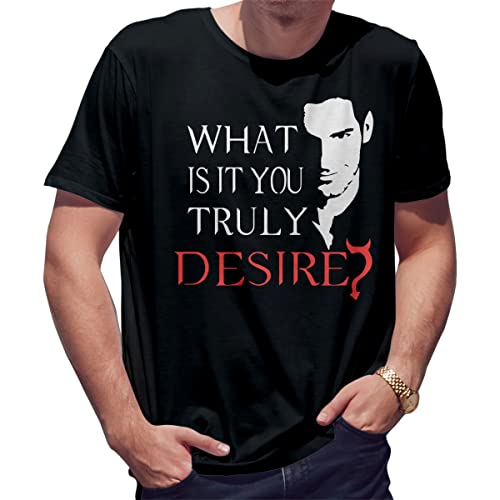 What is It You Truly Desire Lucifer Morningstar Herren schwarz T-Shirt Size M von BroiderStudio