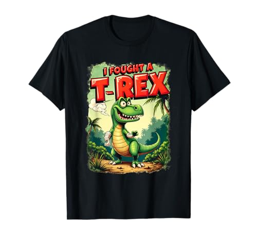 Gebrochener Arm Recovery Kinder Cartoon Dinosaurier I Fought A T-Rex T-Shirt von Broken Arm Recovery Dinosaur I Fought A T-rex