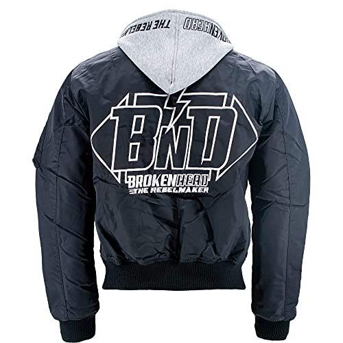 Broken Head Bomberjacke mit Kapuze BND - Fliegerjacke schwarz-grau - Freizeit-Jacke (XS) von Broken Head