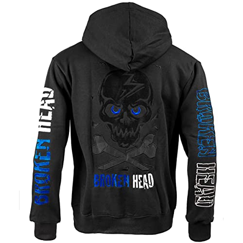 Broken Head Kapuzenjacke - Hoodie Sweatjacke mit Kapuze & Reißverschluss -Freizeitjacke - Schwarz-Blau (L) von Broken Head