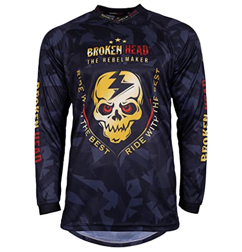 Broken Head MX Jersey Ride with The Best - Camouflage Grau-Gold - Moto-Cross Jersey - BMX - Offroad - Trikot - Racing Shirt (M) von Broken Head