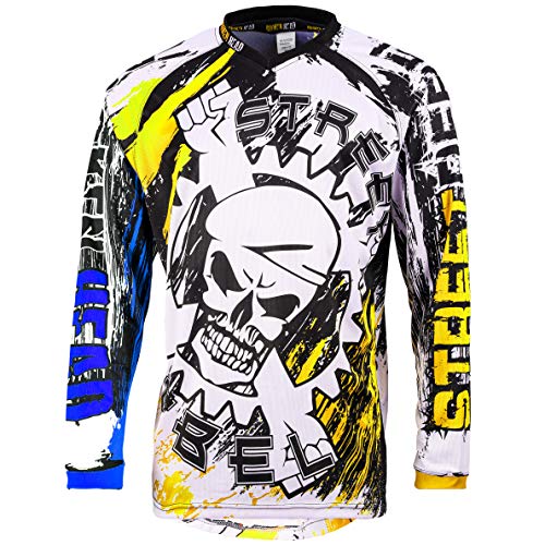 Broken Head MX Jersey Street Rebel Blau-Gelb - Langarm Funktions-Shirt Für Moto-Cross, BMX, Mountain Bike, Offroad - S von Broken Head