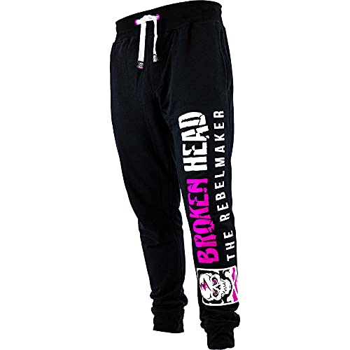 Broken Head Pink Riot - Jogging-Hose - Sport-Hose Hosentaschen mit Reißverschluss Für Damen - Schwarz-Pink (M) von Broken Head