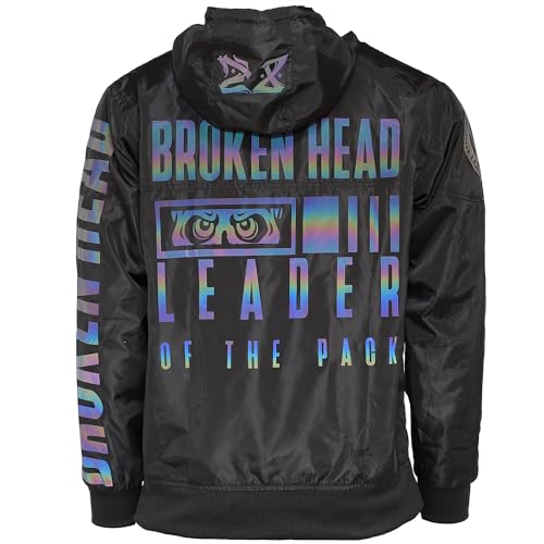 Broken Head Windbreaker Leader of the Pack - Jacke für Sport & Freizeit - Regenjacke zum Motorrad-Fahren (M, Schwarz-Rainbow-Reflective) von Broken Head