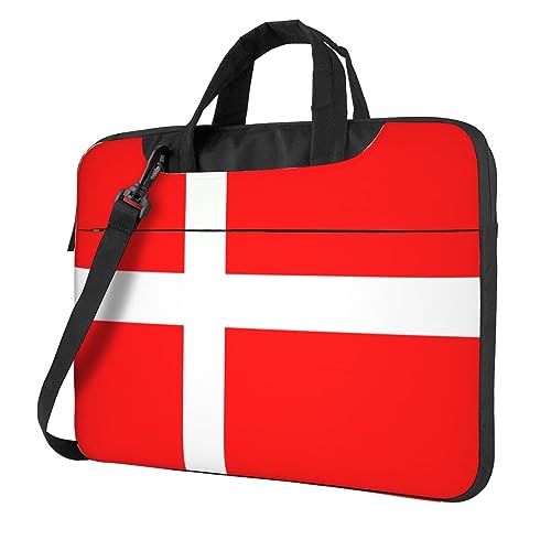 Broleo Dänemark, dänische Flagge, Bild, Oxford-Stoff, Schultertasche, Laptoptasche, stilvoll und schützend, stoßfest, weiches Futter, Schwarz, 14 inch von Broleo