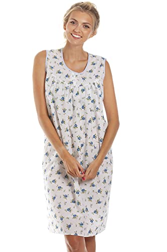 Bromilow & Wood Ärmelloses Nachthemd aus Polyester-Baumwollmischgewebe, in England, Rosa oder Blau, Größe 36-50, blau, XXXX-Large von Bromilow & Wood