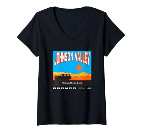 Damen Ford Bronco Johnson Valley Dark T-Shirt mit V-Ausschnitt von Bronco