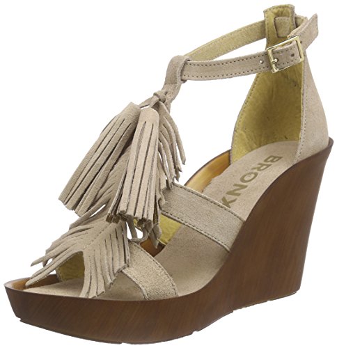 Bronx BbannerX, Damen Wedge Sandalen, Grau (540 Taupe/gold), 37 EU von Bronx