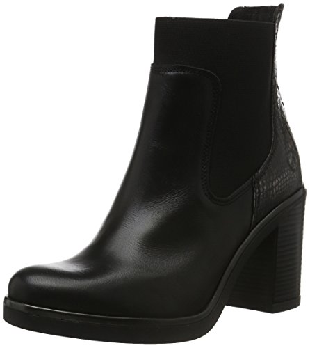 Bronx Black/Gun Metal Leather Ankleboot High Heel von Bronx