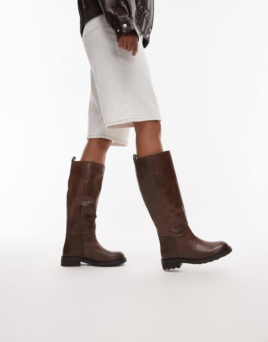 Bronx - Kniehohe Reiterstiefel aus Leder in Kaffeebraun-Brown von Bronx