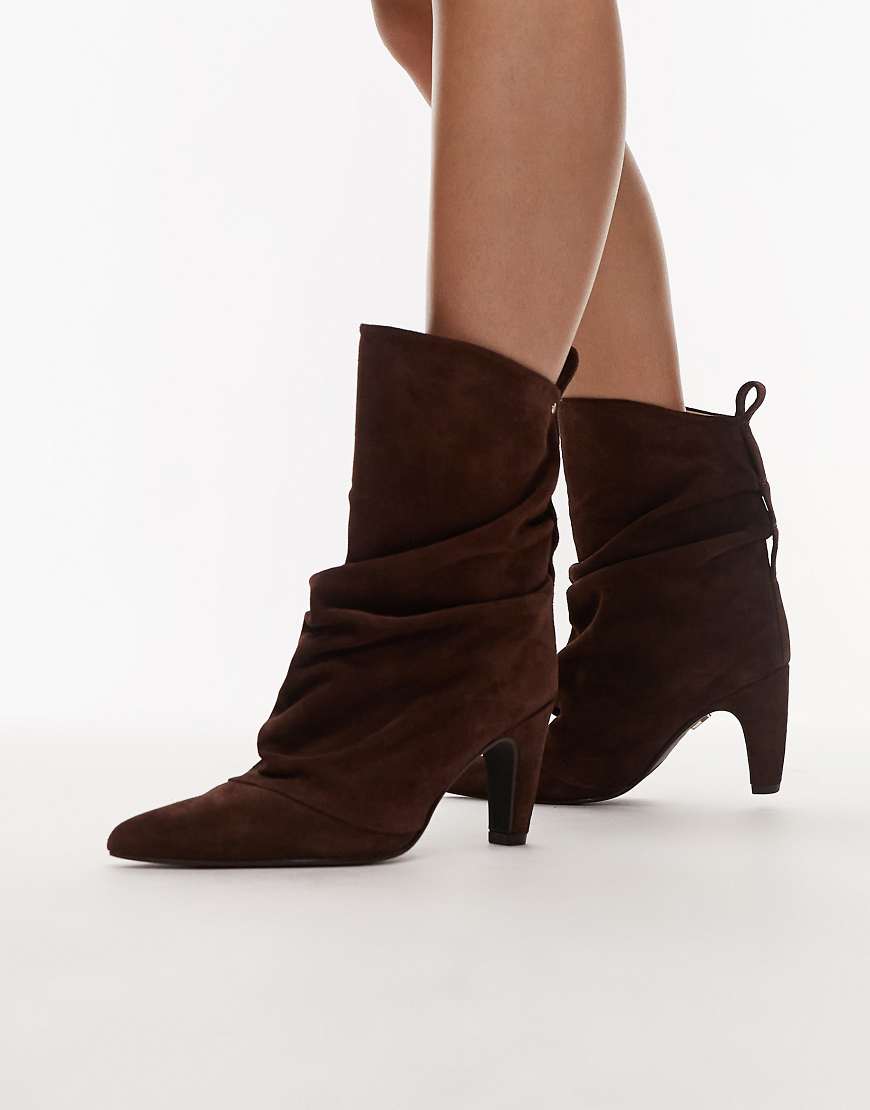 Bronx - Low-Jadey - Weiche Ankle-Boots aus Wildleder in Schokobraun mit Absatz-Brown von Bronx