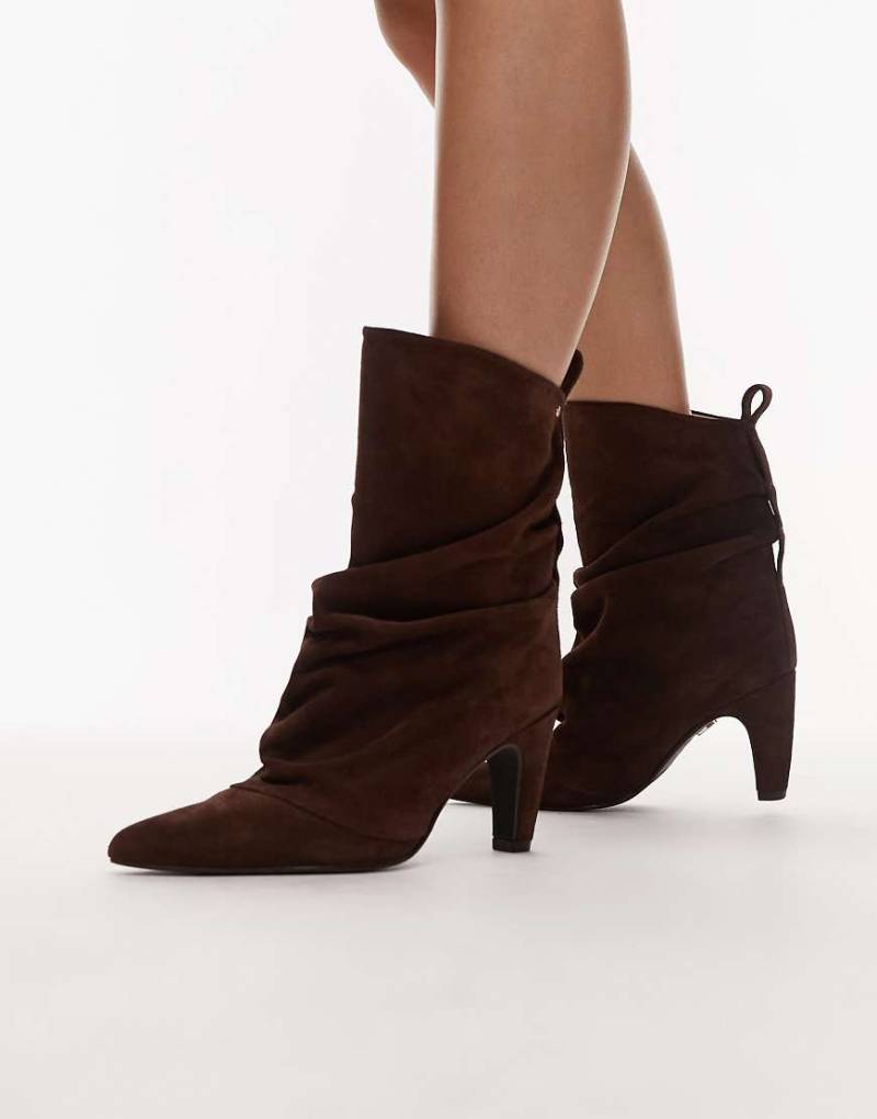 Bronx - Low-Jadey - Weiche Ankle-Boots aus Wildleder in Schokobraun mit Absatz-Brown von Bronx