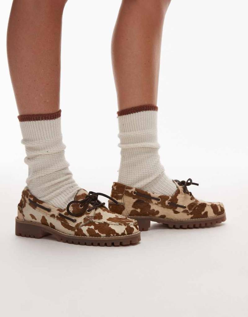 Bronx - Sie-nna - Leder-Bootsschuhe mit Kuhfleckenprint-Bunt von Bronx