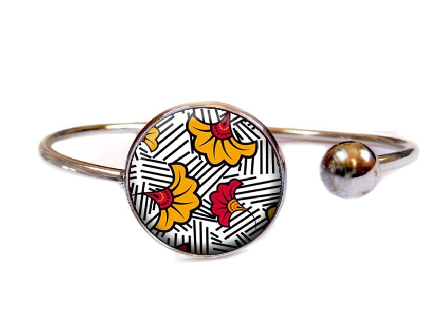 Gelbes Und Graues Wachsarmband Damenschmuck Cabochon Ethno Afrika von BronzeNroses