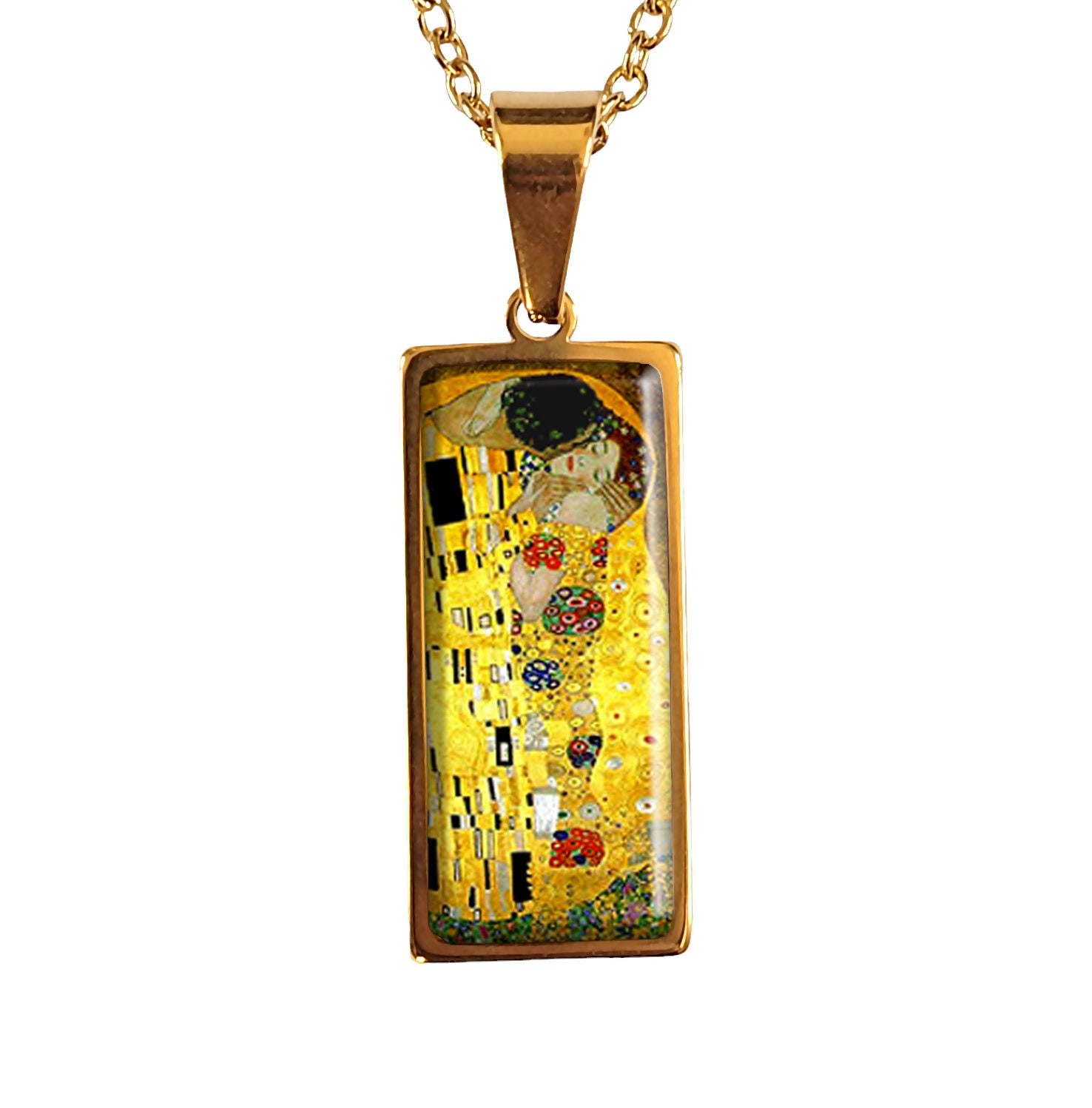 Halskette Der Kuss Gemälde Gustav Klimt Kunst Cabochon Modeschmuck von BronzeNroses