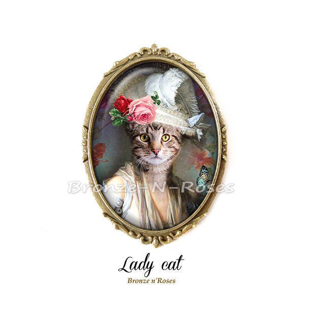 Lady Katze Brosche Modeschmuck Kitsch Glas Geschenk Geburtstag Schmuck von BronzeNroses
