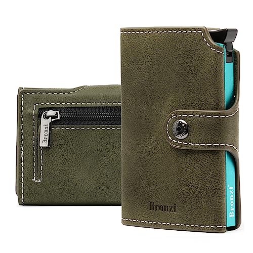 Bronzi® Geldbörse Herren | Geldbeutel Herren | Slim Wallet | Wallets for Men | Smart Wallet | RFID-Schutz mit Geldbörse | Geschenkbox - Italienische Marke (Grün) von Bronzi