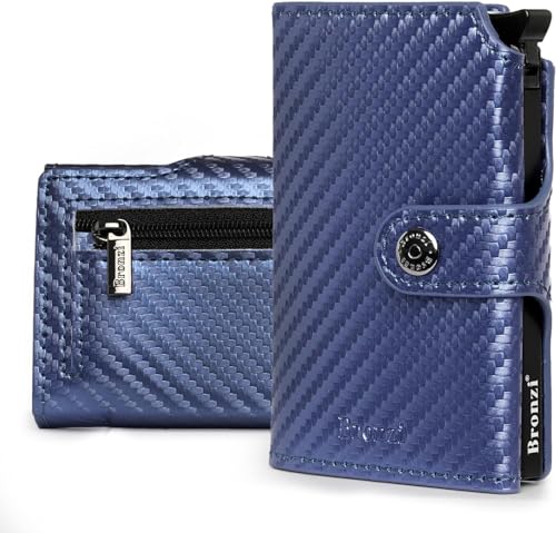 Bronzi® Geldbörse Herren | Geldbeutel Herren | Slim Wallet | Wallets for Men | Smart Wallet | RFID-Schutz mit Geldbörse | Geschenkbox - Italienische Marke (Kohlenstoffblau) von Bronzi