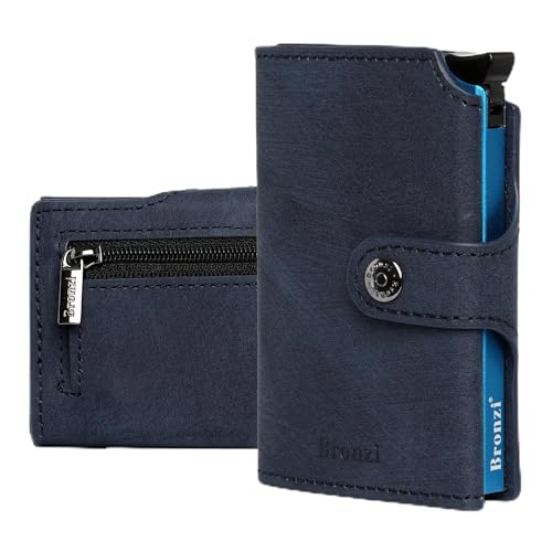 Bronzi® Geldbörse Herren | Geldbeutel Herren | Slim Wallet | Wallets for Men | Smart Wallet | RFID-Schutz mit Geldbörse | Geschenkbox - Italienische Marke (Blau) von Bronzi