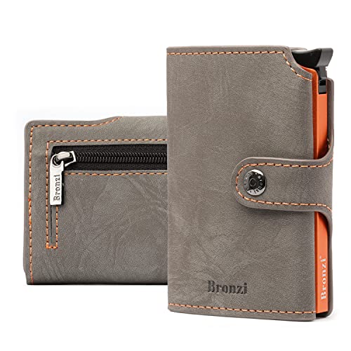 Bronzi® Geldbörse Herren | Geldbeutel Herren | Slim Wallet | Wallets for Men | Smart Wallet | RFID-Schutz mit Geldbörse | Geschenkbox - Italienische Marke (Grau) von Bronzi