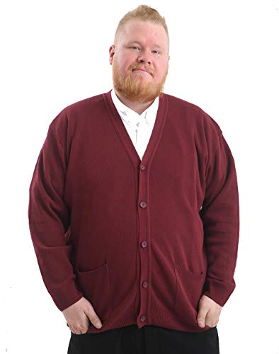 Brooklyn Imports LTD Groß Größe Schlicht Strickjacken mit Doppel Taschen & Langarm Knöpfe Anbringen Design - Weinrot, 4XL von Brooklyn Imports LTD