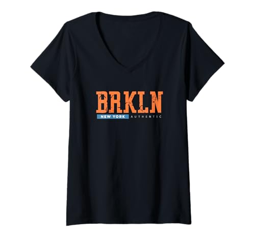 Damen Brooklyn Shirt: BRKLN New York City NYC Liebhaber Geschenk T-Shirt mit V-Ausschnitt von Brooklyn New York Style Tees and Designs