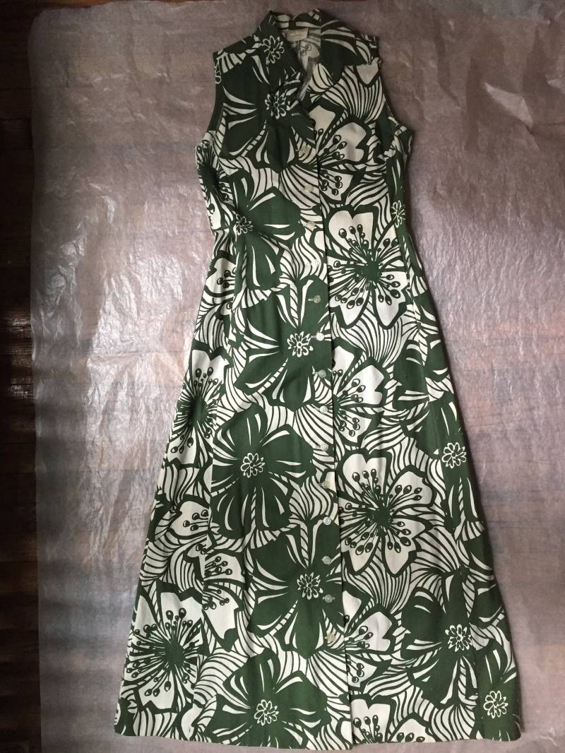 Mod Merimekko-stil Frühen 70 Handbedruckt Golden Finn Baumwolle Maxikleid Mod Merimekko-stil Frühen 70 Handbedruckt Golden Finn Baumwolle Maxikleid von BrooklynRowHouse