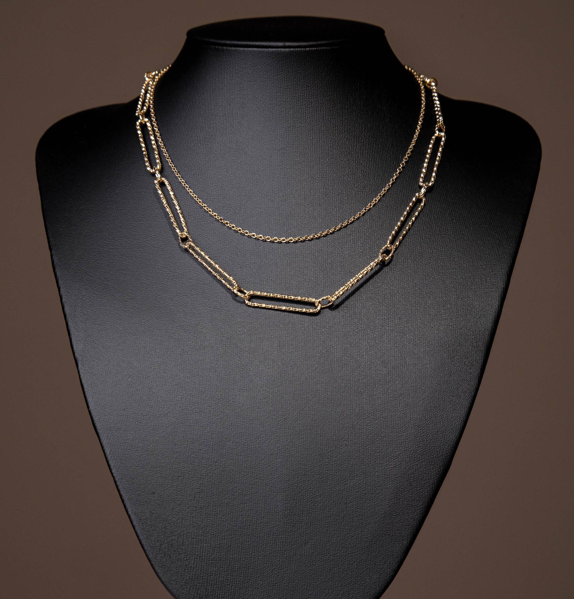 Zweilagige Papierclip Halskette, Statement Layering Goldkette Mehrstrang Gold Geschenk Für Sie von BrooklynTag