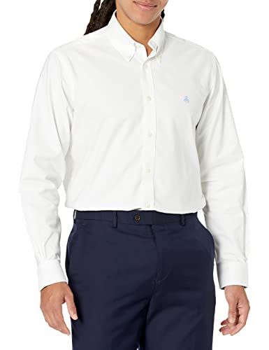 Brooks Brothers Bügelfreies Stretch-Oxford-Sportshirt für Herren, langärmelig, einfarbig, Weiß, XL, weiß, XL von Brooks Brothers