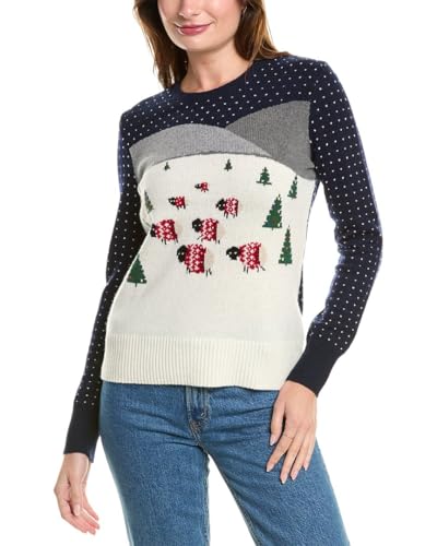 Brooks Brothers Damen Merino Wool Sheep Intarsia Sweater Pullover, Schaf-Intarsien, Groß von Brooks Brothers