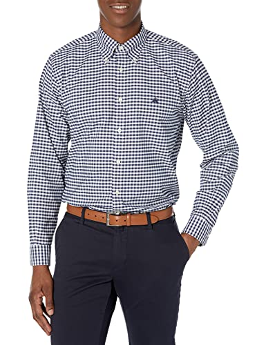 Brooks Brothers Herren Bügelfreies Langarm-Shirt mit Knopfleiste aus Oxford-Stoff, kariert Hemd mit Button-Down-Kragen, Marineblau, Mittel von Brooks Brothers