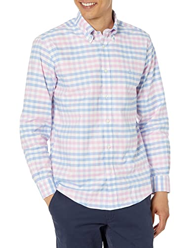 Brooks Brothers Herren Bügelfreies Langarm-Shirt mit Knopfleiste Oxford-Stoff, kariert Hemd mit Button-Down-Kragen, Pink/Blau Gingham, XL von Brooks Brothers