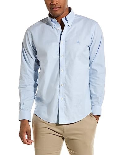 Brooks Brothers Herren Bügelfreies Stretch Oxford Sport Shirt Langarm Solid Hellblau XXL, hellblau, XXL von Brooks Brothers