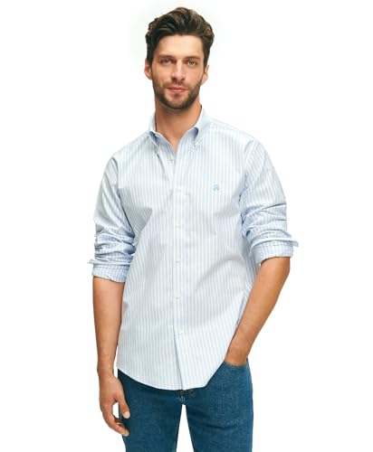 Brooks Brothers Herren Bügelfreies Stretch-Oxford-Sportshirt, langärmelig, gestreift, Blauer Streifen, Mittel Brooks Brothers Herren Bügelfreies Stretch-Oxford-Sportshirt, langärmelig, gestreift, Blauer Streifen, Mittel von Brooks Brothers