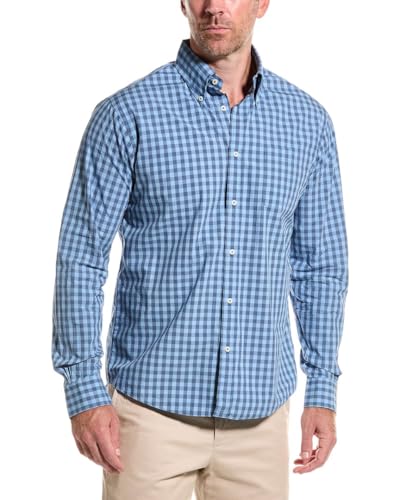 Brooks Brothers Herren Freitag Popeline Langarm Streifen Sport Shirt, Blaues Gingham-Muster, L von Brooks Brothers